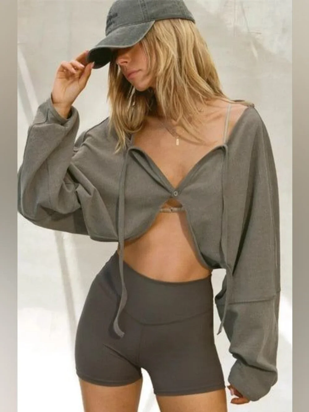Joah Brown Deconstructed Crop Cardigan In Haze | Sz XS - Picture 2 of 6